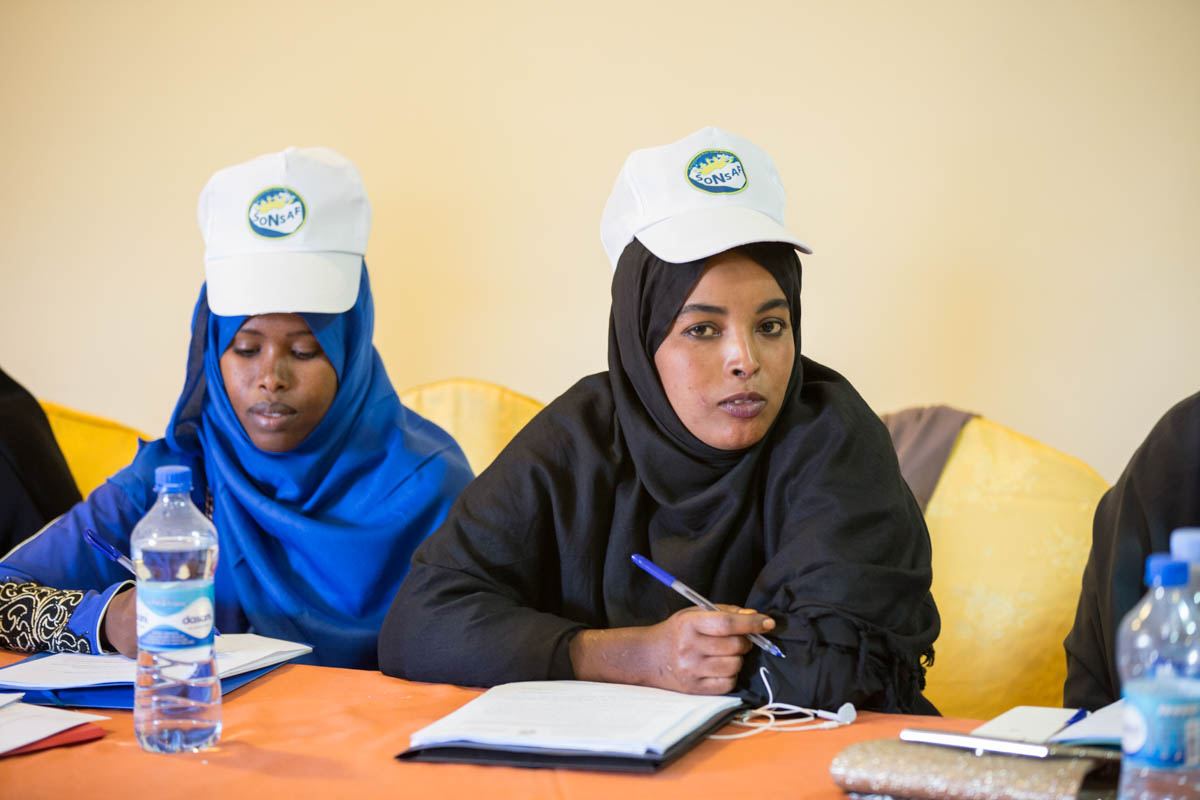 Domestic election observers during a training session in Hargeisa. They will be part of a team of over 600 domestic observers who will be reporting on polling day using SMS. 'Because we are an emerging country the world can see our democracy, so it’s important to show our process is fair and transparent,' says 21-year-old observer and student, Isir Guleid Hussein. [Kate Stanworth/Saferworld/Al Jazeera]