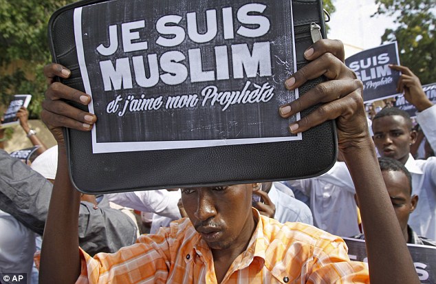 Students marched through Mogadishu on Saturday morning after a cartoon of the Prophet Mohamed was published on the cover of Charlie Hebdo