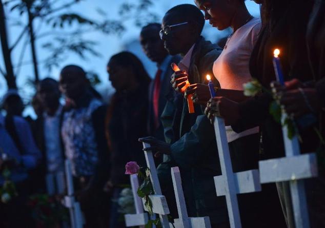 A vigil in Nairobi on April 7, 2015 to remember victims of an armed assault on a university in Garissa, Kenya, claimed by Somalia's Al-Qaeda-linked Shebab in...