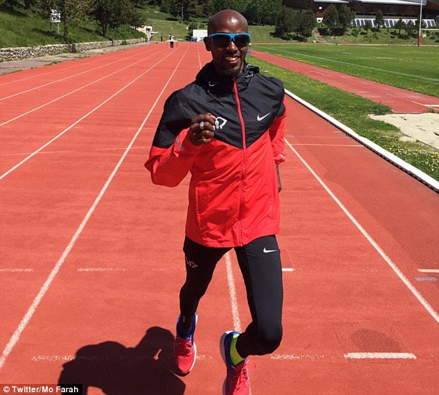 Mo Farah posted this picture on social media with the double Olympic champion trains in the south of France