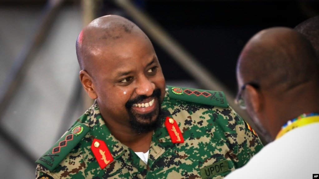 Lt. Gen. Muhoozi Kainerugaba, son of Uganda's President Yoweri Museveni, attends a "thanksgiving" ceremony in Entebbe, Uganda, May 7, 2022.