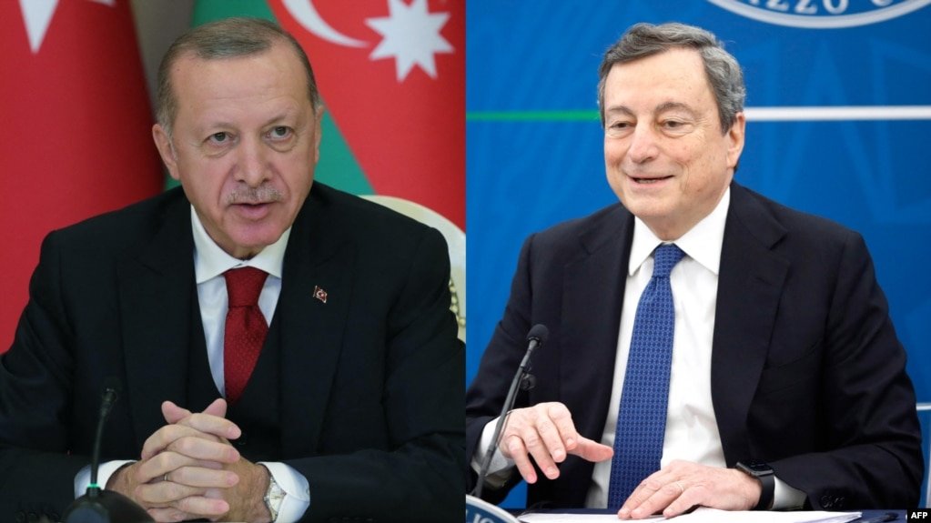 Recep Tayyip Erdogan and Mario Draghi