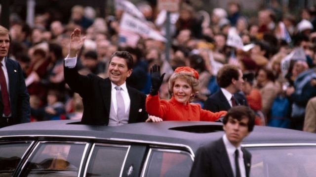 Ronald and Nancy Reagan on inauguration day