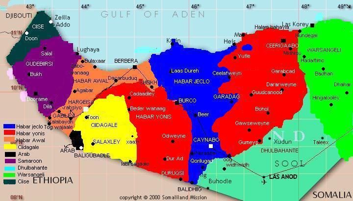 Image result for somaliland tribes map