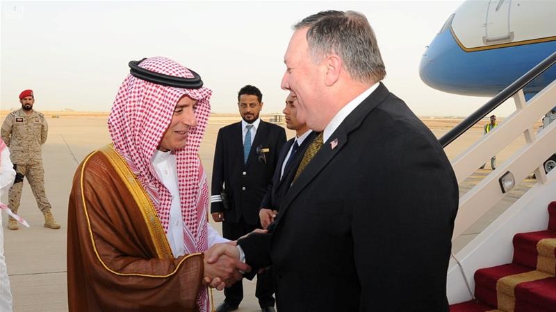 Pompeo arrived in Riyadh on his second full day as US secretary of state [Saudi Press Agency via Reuters]